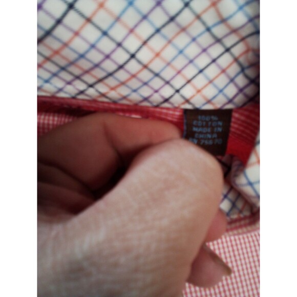 Men's Tattersall London Red Button Down Long Sleeve Shirt Size 15 (32/33) - Picture 14 of 14